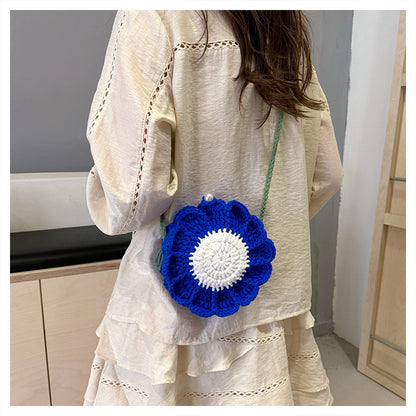 Designed Handmade Crochet 3d Sunflower Mini Shoulder Bags