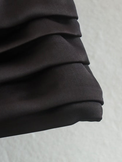 Black Satin Summer Short Blouses for Women