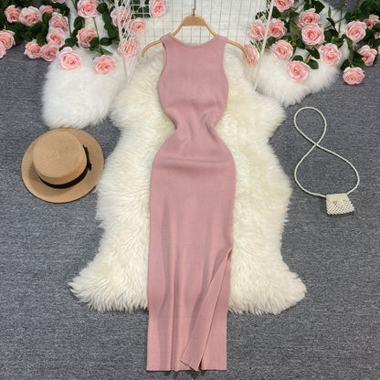 Sexy Summer Twist Designed Knitted Tank Top Elastic Dresses