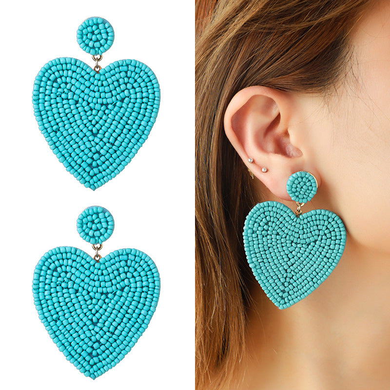 Fashion Beaded Heart Design Earrings