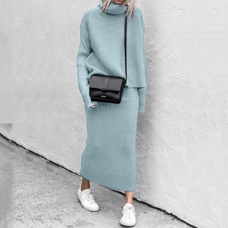 Casual Fashion Two Pieces Knitted Sweaters & Skirts