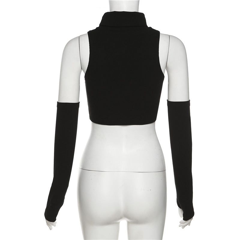 Sexy High Neck Sleeveless Midriff Baring Tank Tops