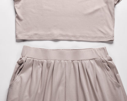 Casual Summer Short Sleeves Shirts & Wide Legs Pants for Women