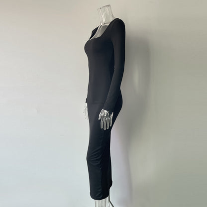 Sexy Simple Style Long Sleeves Solid Dresses
