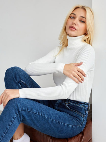 Sexy High Neck Knitted Sheath Sweaters