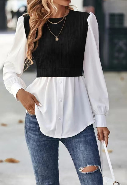 Casual Round Neck Women Blouses Shirts