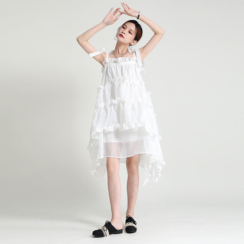 Designed Summer Irregular Spaghetti Straps Mini Dresses