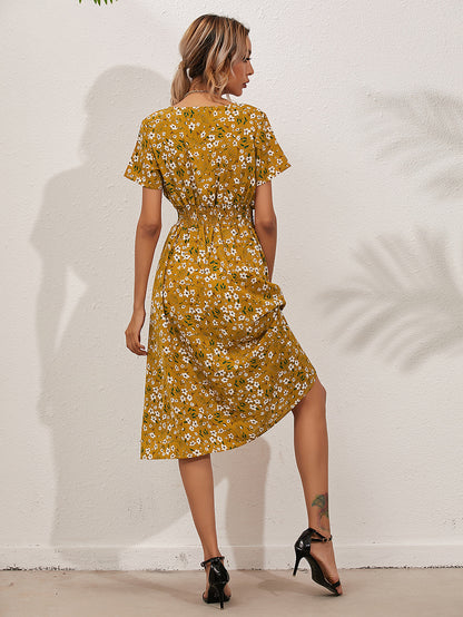 Summer Floral Print Short Sleeves Summer Daily Dresses