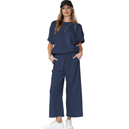 Casual Summer Drawstring Two Pieces Women Suits