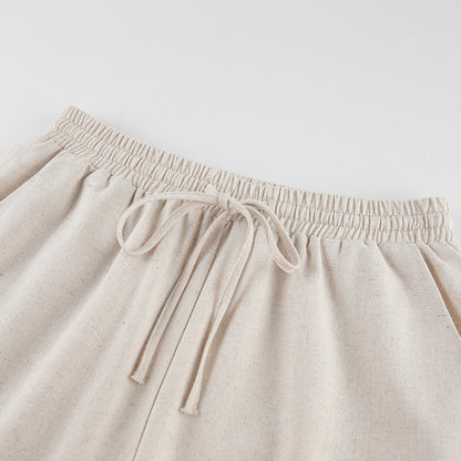 Casual Summer Cotton Linen Sleeveless Tops & Cropped Pants Suits