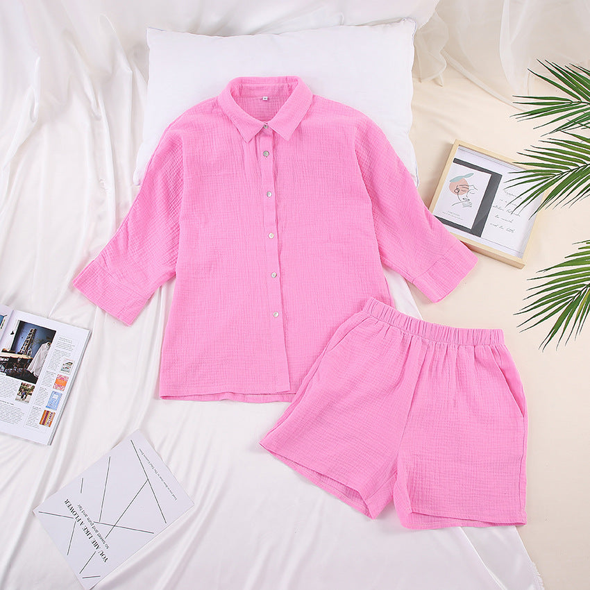 Fashion 100% Cotton Shirts & Shorts Two Pieces Sets