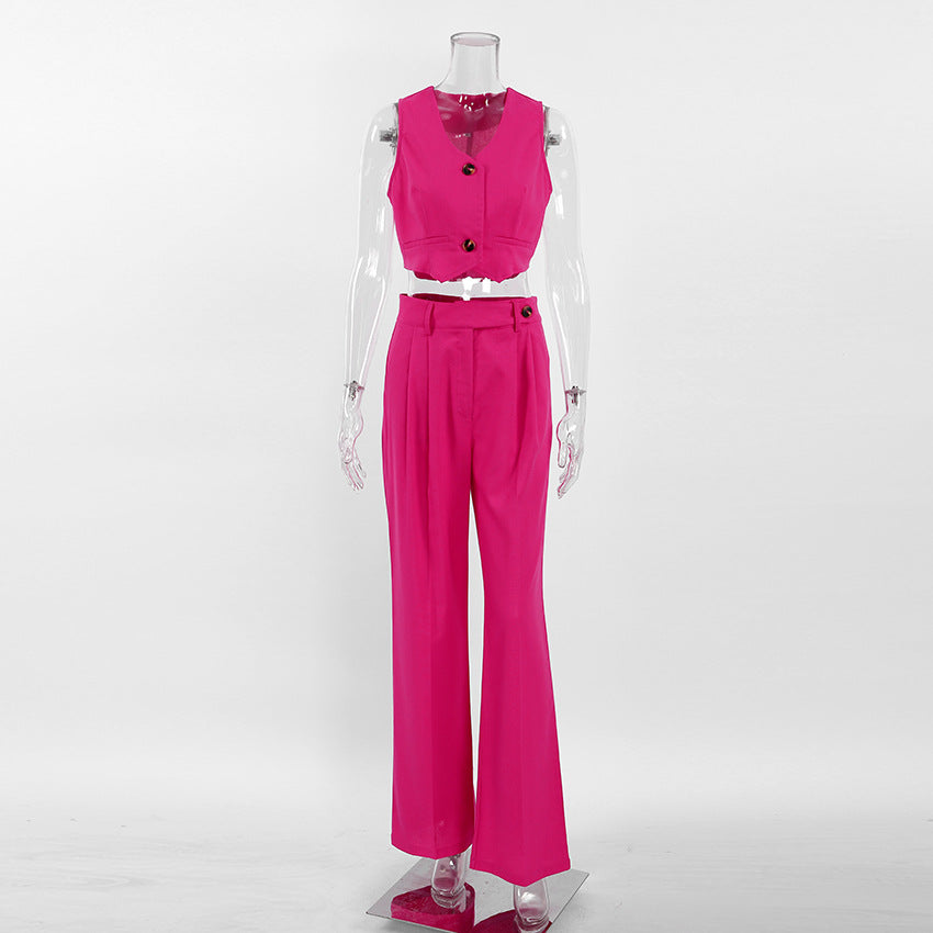 Casual Summer Sleeveless Vest and Long Pants Suits