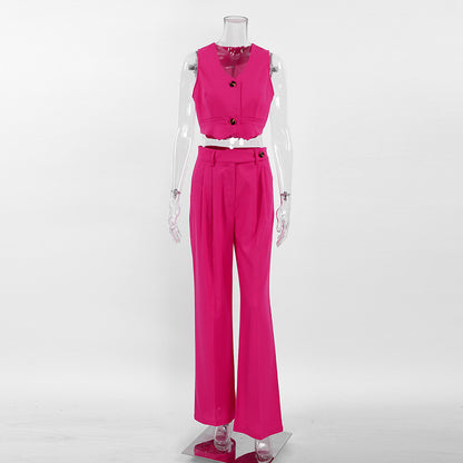 Casual Summer Sleeveless Vest and Long Pants Suits