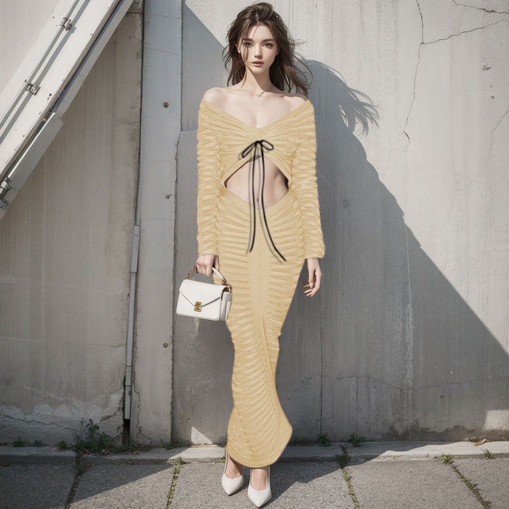 Sexy Long Sleeves Women Tops and Skirts Suits