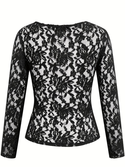 Elegant V Neck Long Sleeves Lace Shirts