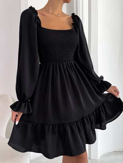Casual Square Neckline High Waist Women Dresses