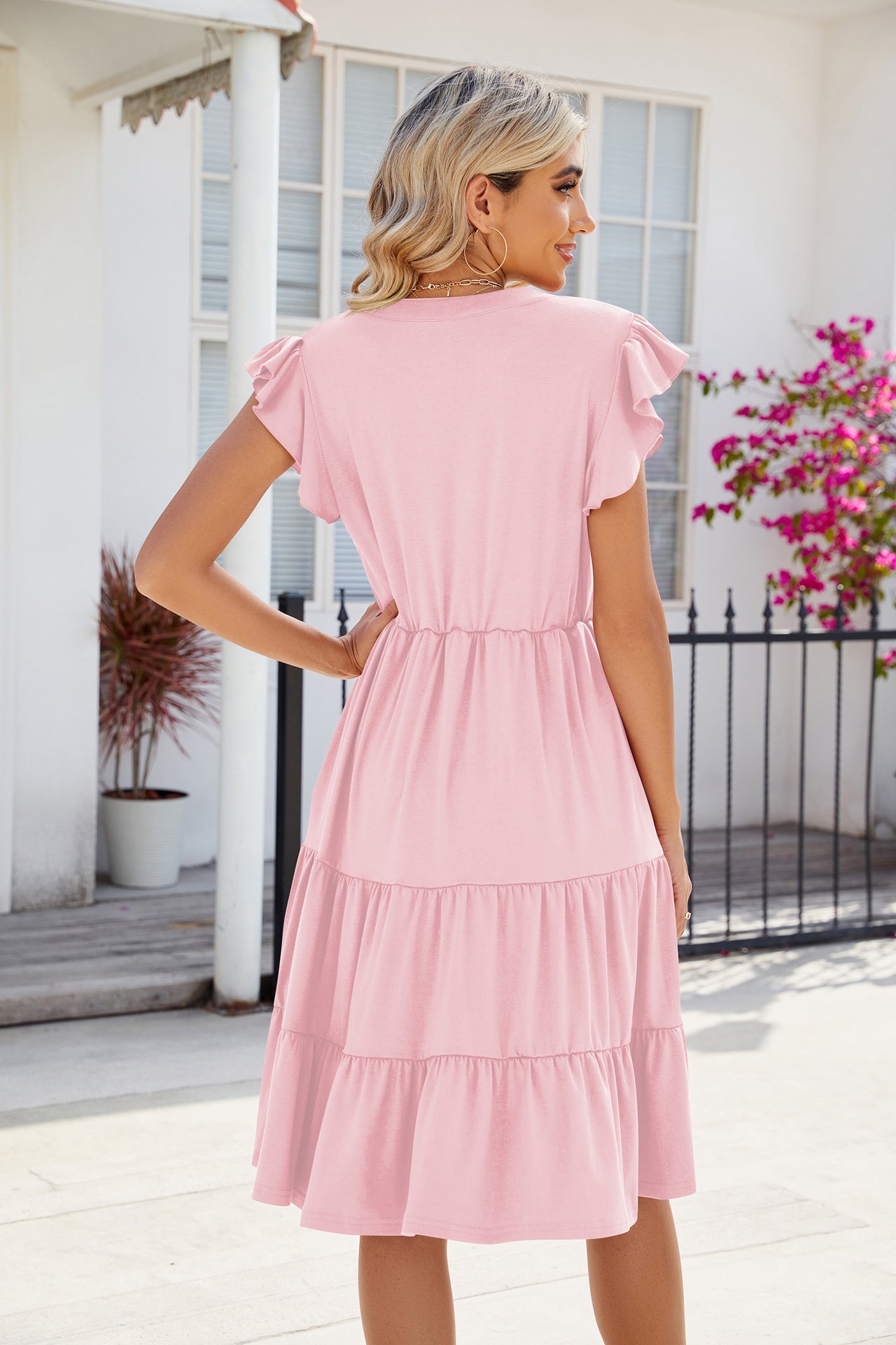 Casual Summer V Neck Short Sleeves Dresses