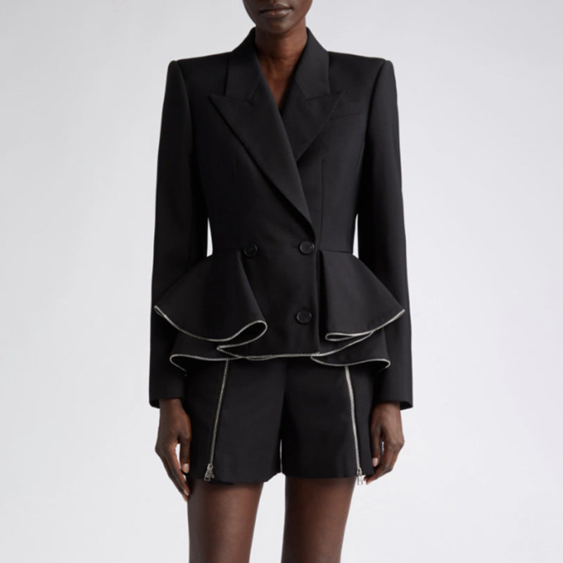 Designed Ruffled Women Blazer Tops