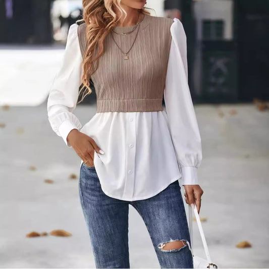 Casual Round Neck Women Blouses Shirts