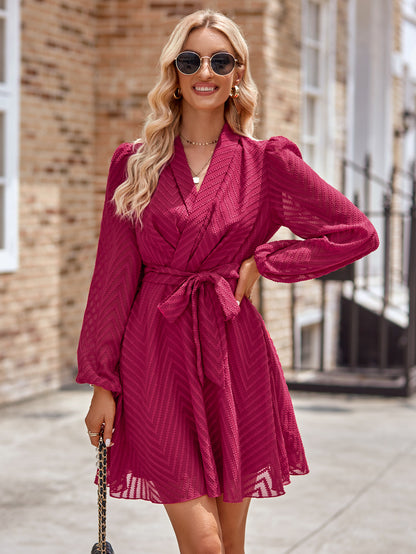 Fashion V Neck Long Sleeves Short Dresses