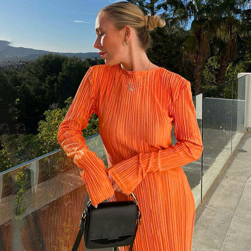 Fashion Round Neck Long Sleeves Dresses