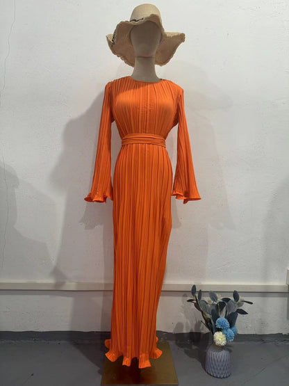 Elegant Flare Sleeves Midi Length Dresses