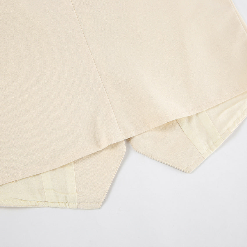 Ivory Cotton Linen Sleeveless Vest and Shorts Suits