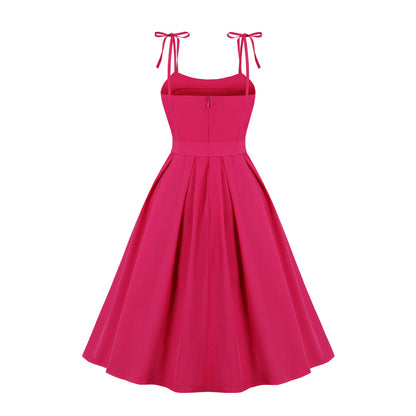 Vintage Sweet Bow Spaghetti Straps Dresses