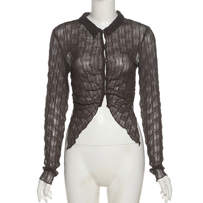 Fashion Midriff Baring Long Sleeves Shirts