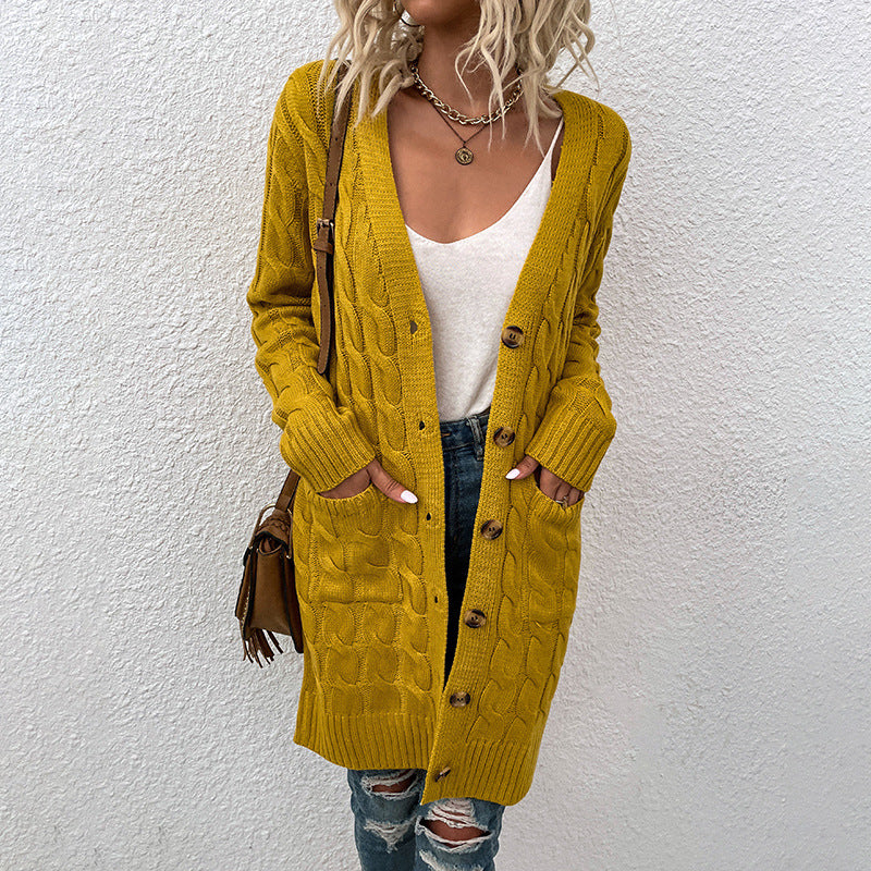 Casual Twist Design Long Cardigan Sweaters for Women