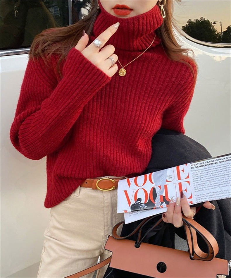 Casual High Neck Long Sleeves Knitted Sweaters