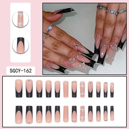 Black Butterfly Design False Press on Nails