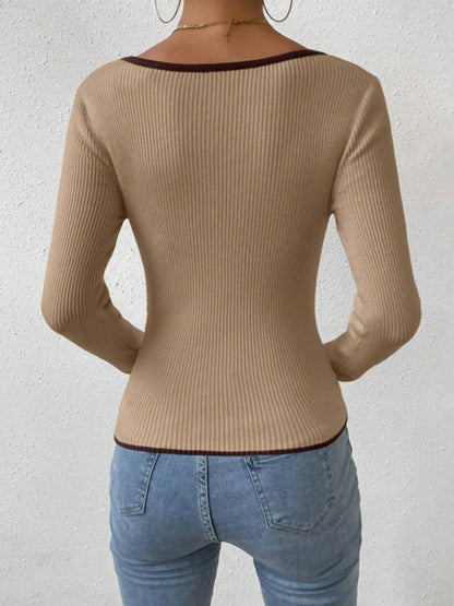Fashion Women V Neck Knitted Shirts