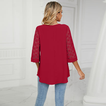 Fashion Summer Chiffon 3/4 Sleeves Women Blouses