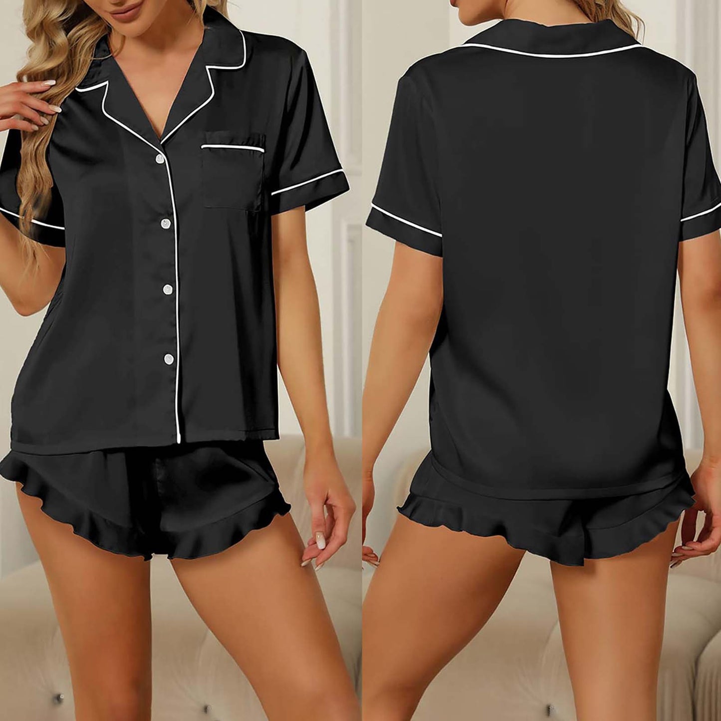 Casual Satin Summer Pajamas Suits for Women