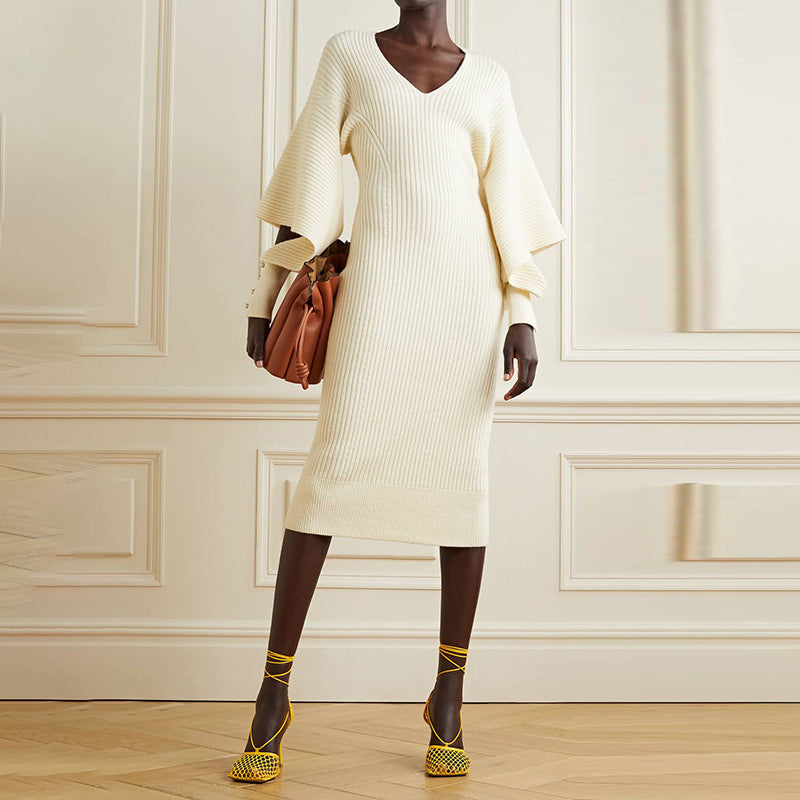 Fashion Designed Midi Length Knitted Dresses