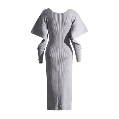 Fashion Designed Midi Length Knitted Dresses