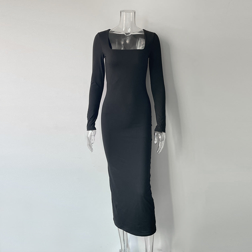 Sexy Simple Style Long Sleeves Solid Dresses