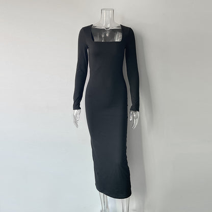 Sexy Simple Style Long Sleeves Solid Dresses