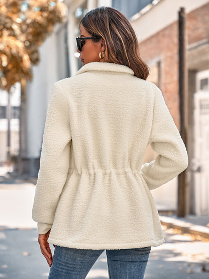 Casual Stand Collar Long Sleeves Velvet Coats