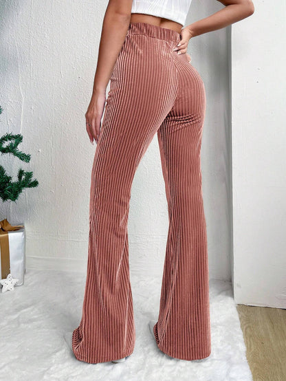 Casual High Waist Corduroy Trumpet Pants for Women