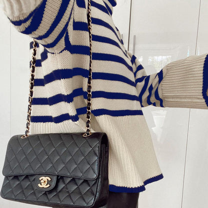 Fashion High Neck Striped Pullover Sweaters