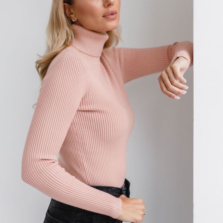 Sexy High Neck Knitted Sheath Sweaters