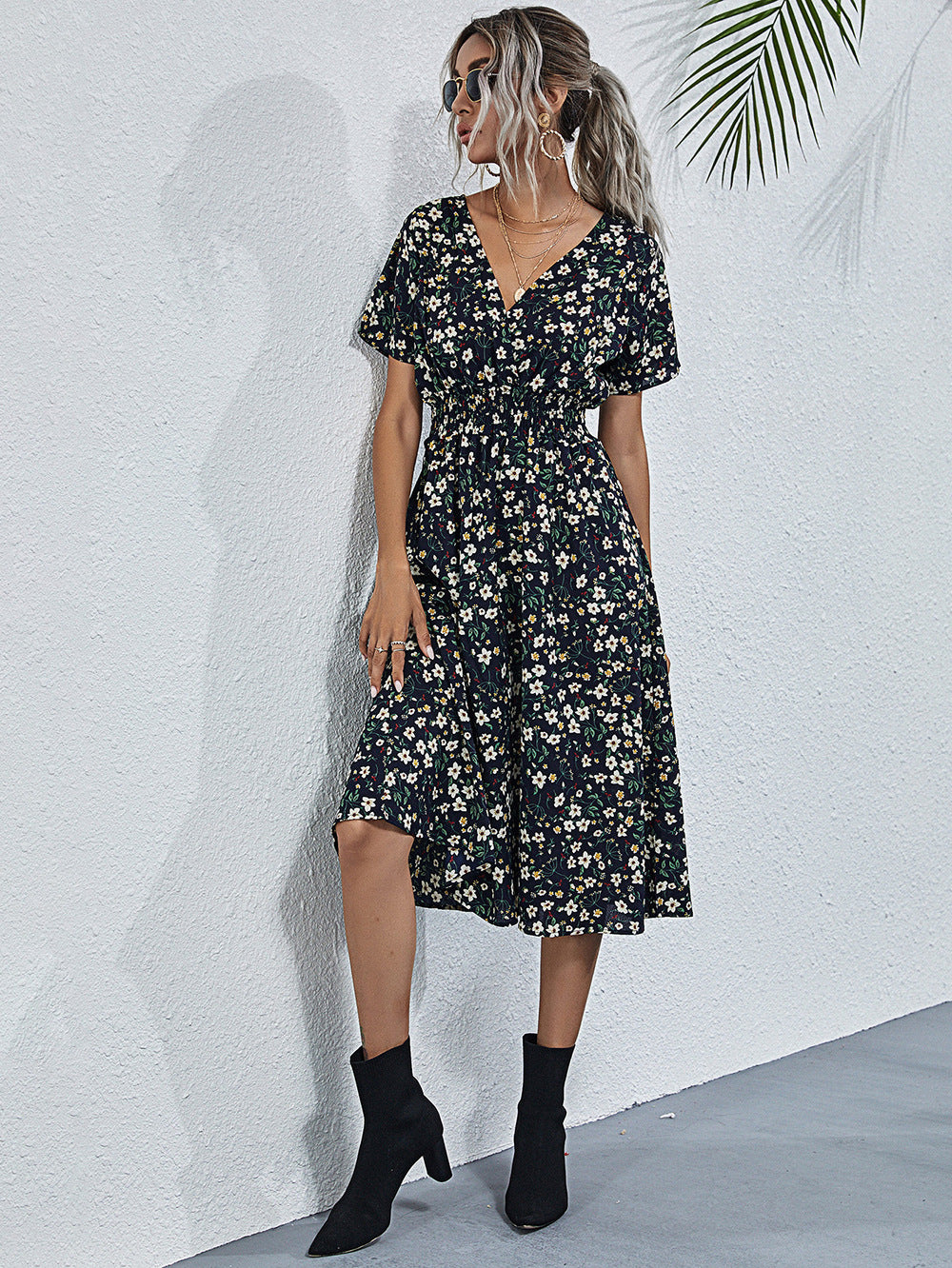 Summer Floral Print Short Sleeves Summer Daily Dresses