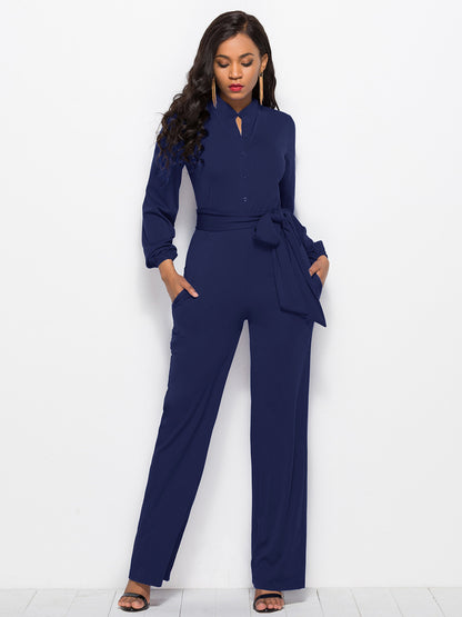 Fashion Long Sleeves Wide Legs Jumpsuits Romper for Women