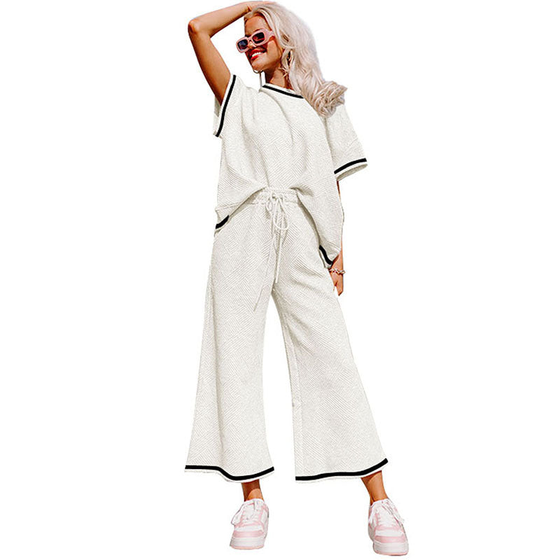 Casual Summer Drawstring Two Pieces Women Suits