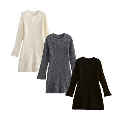 Fashion Long Sleeves Short Knitted Dresses