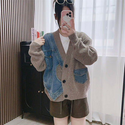 Designed Casual V Neck Knitted Cardigan Sweaters