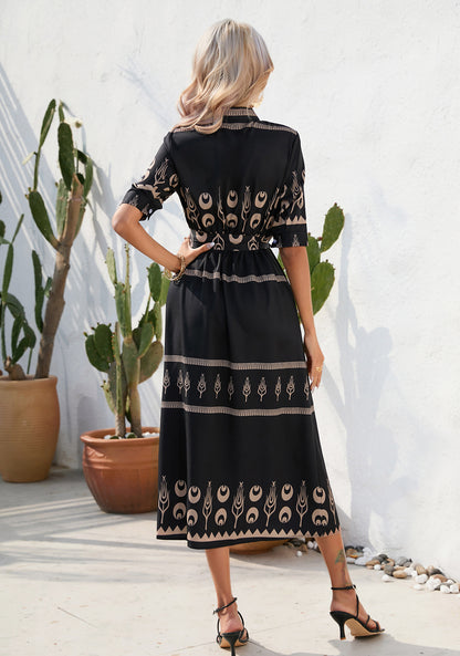 Vintage Summer Half Sleeves Women Midi Dresses