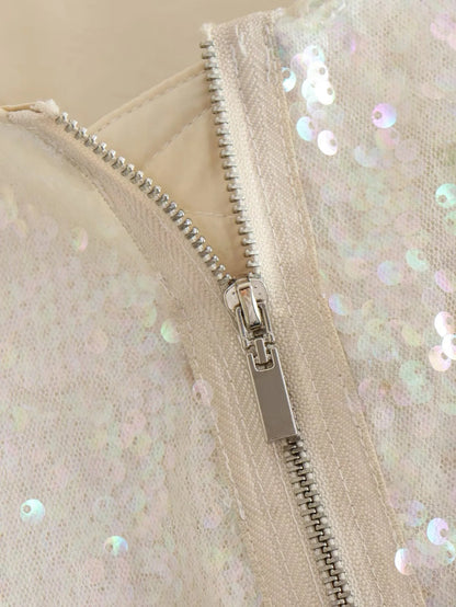 Fashion Sequined Round Neck Top Coats
